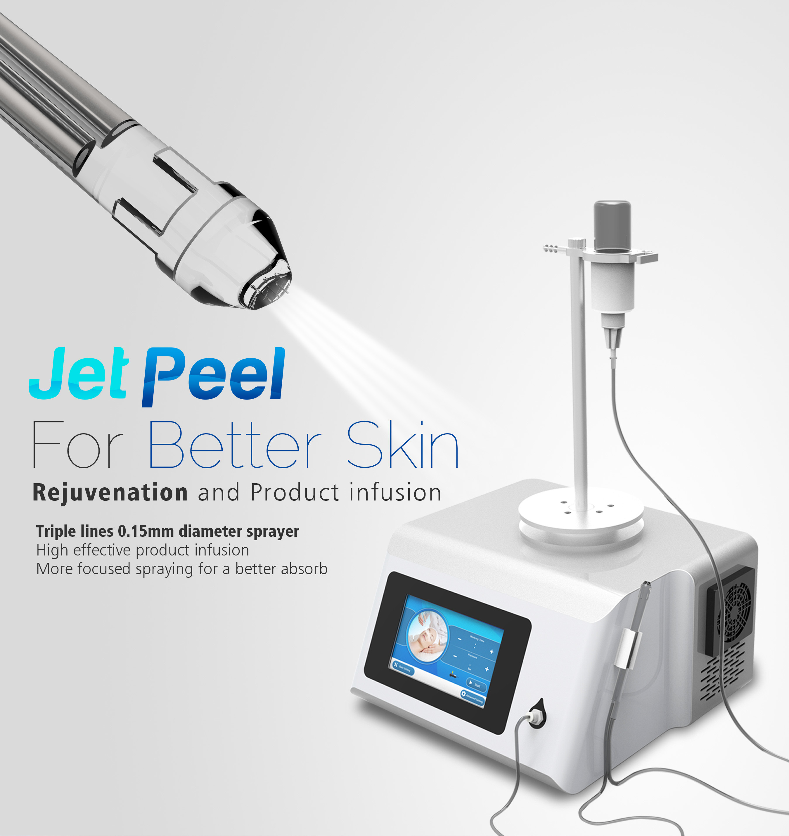 Cuidados com a pele Jet Peel Machine Anti Inflammation que remove o uso fácil dos enrugamentos