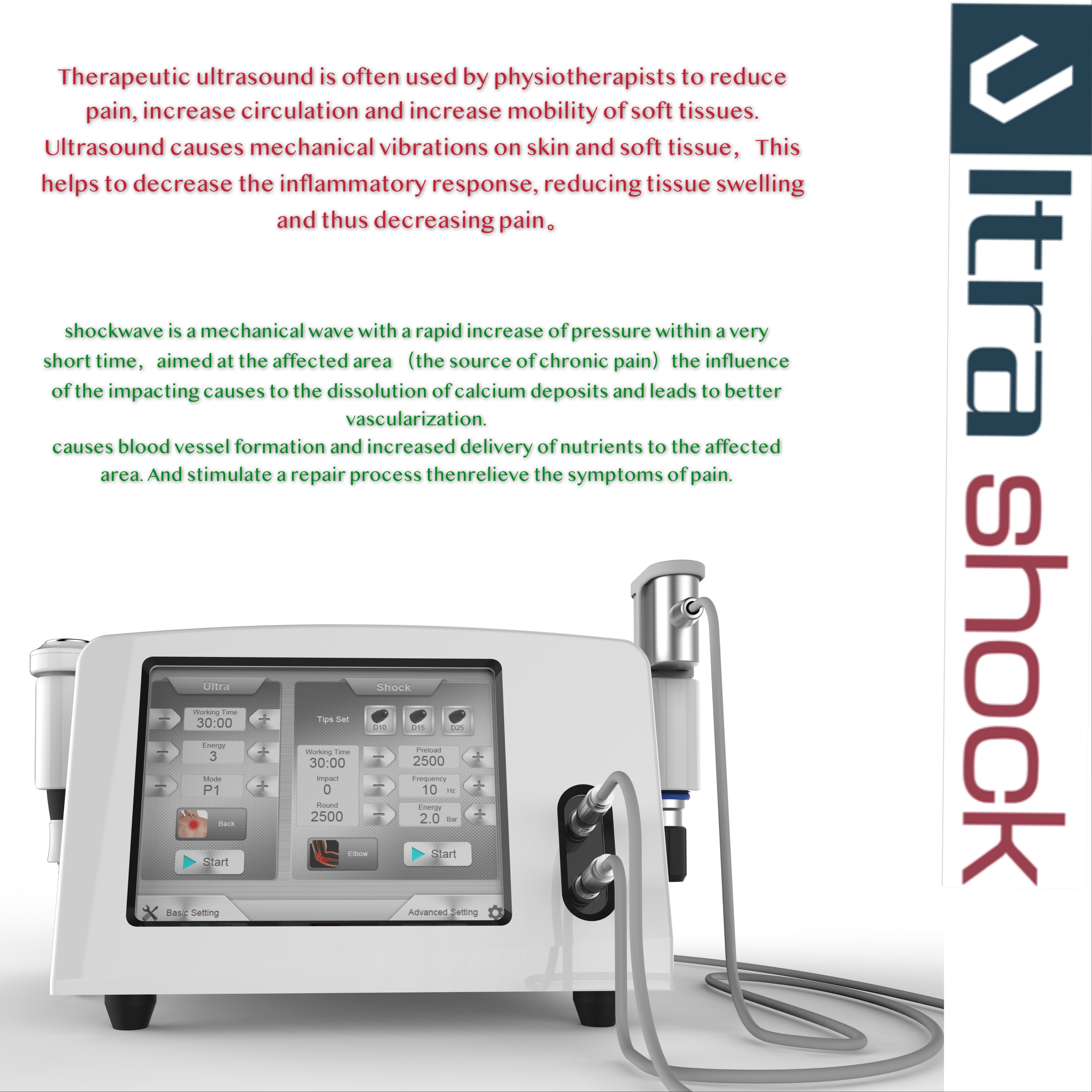 Única ou máquina dupla da fisioterapia do ultrassom da saída para o alívio das dores do corpo